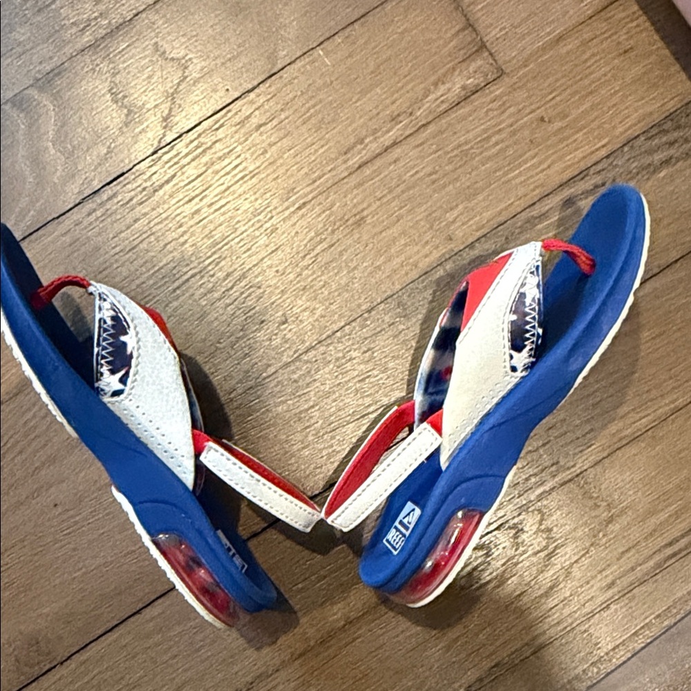 Reef Kids Red and Blue Flip Flops - Picture 6 of 7